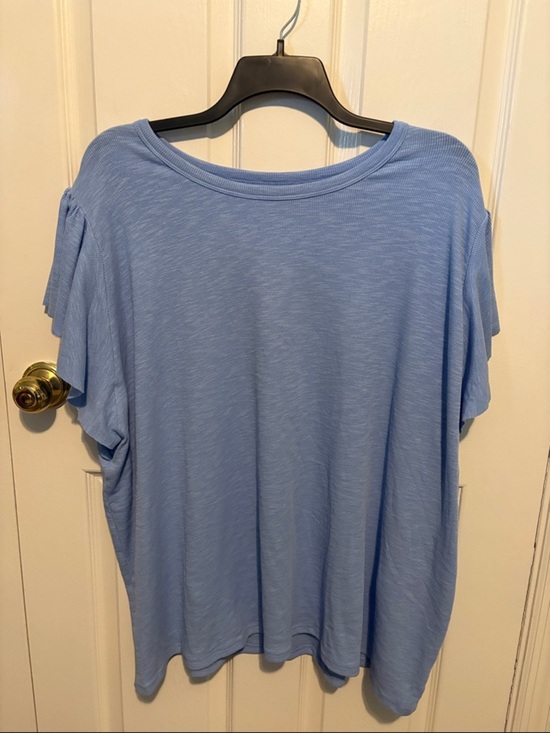Sonoma Tops - Sonoma Sky Blue Short Sleeve Ruffle Detail Tee